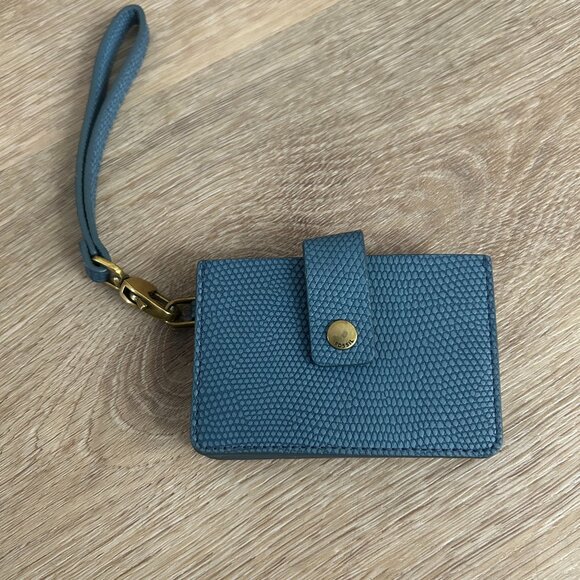 FOSSIL Mini Tab Card Wallet Wristlet Faded Indigo - Accordion Style Wallet - EUC - Picture 1 of 6
